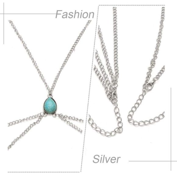 ʕ·ᴥ·ʔEvild Boho Layered Body Chain Turquoise Waist Chain - Picture 3 of 5
